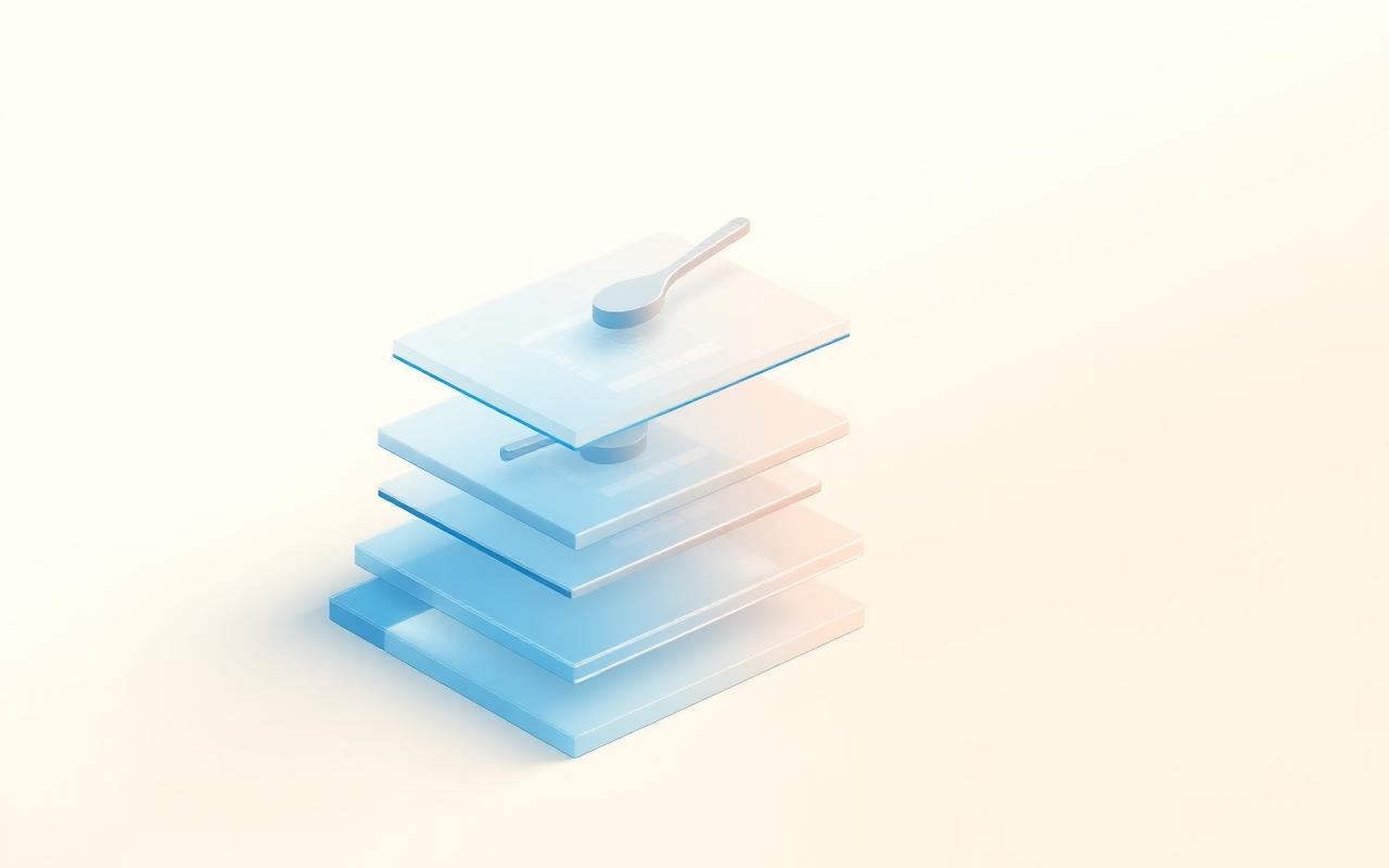 Layered translucent cards representing a mobile ad mediation waterfall with bidding overlays
